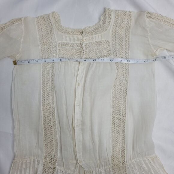 ANTIQUE vintage 1920s‎ Edwardian white drop waist tea slip dress XS - Picture 14 of 17